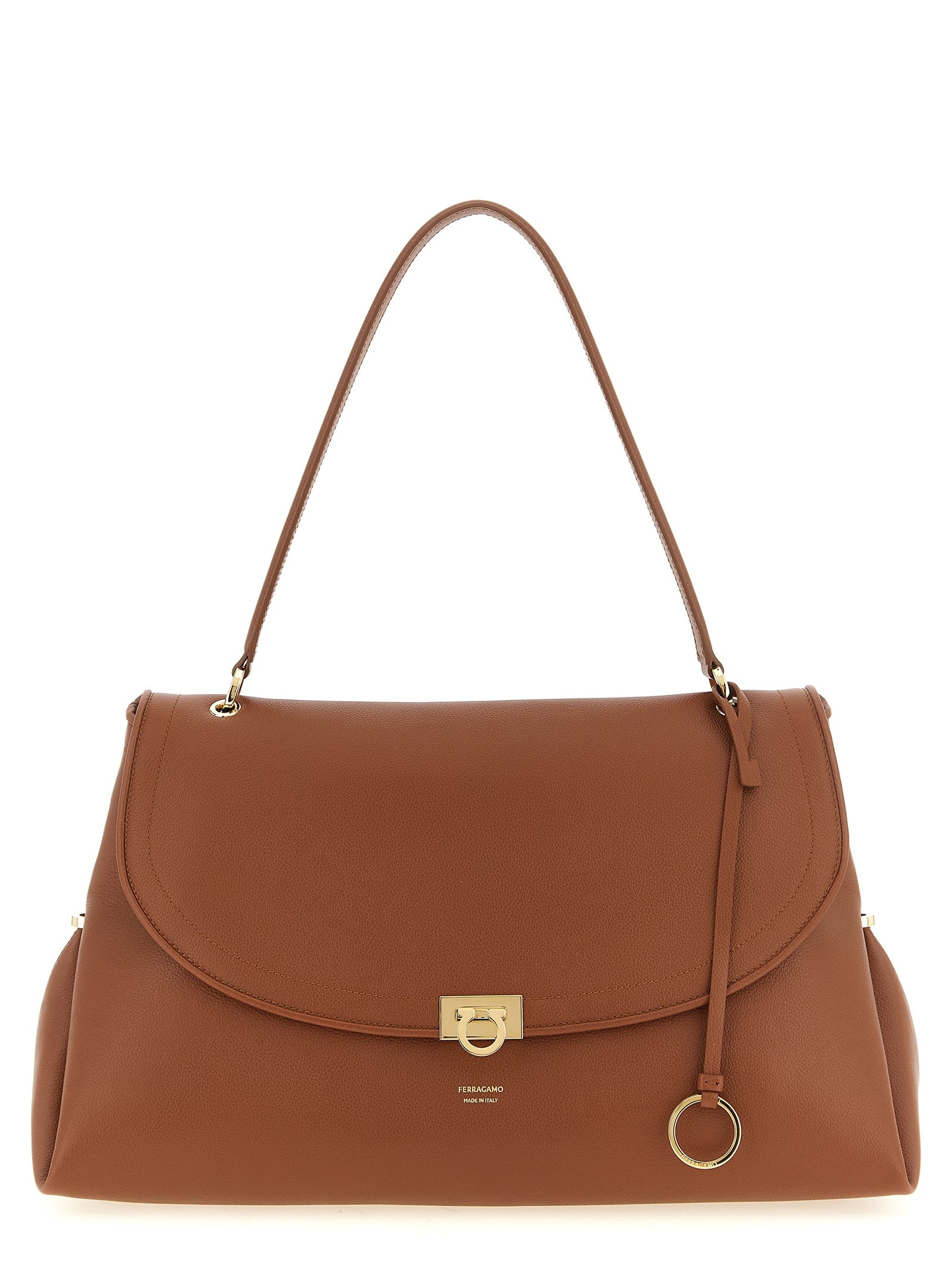 Ferragamo Cognac Brown Calfskin Shoulder Bag