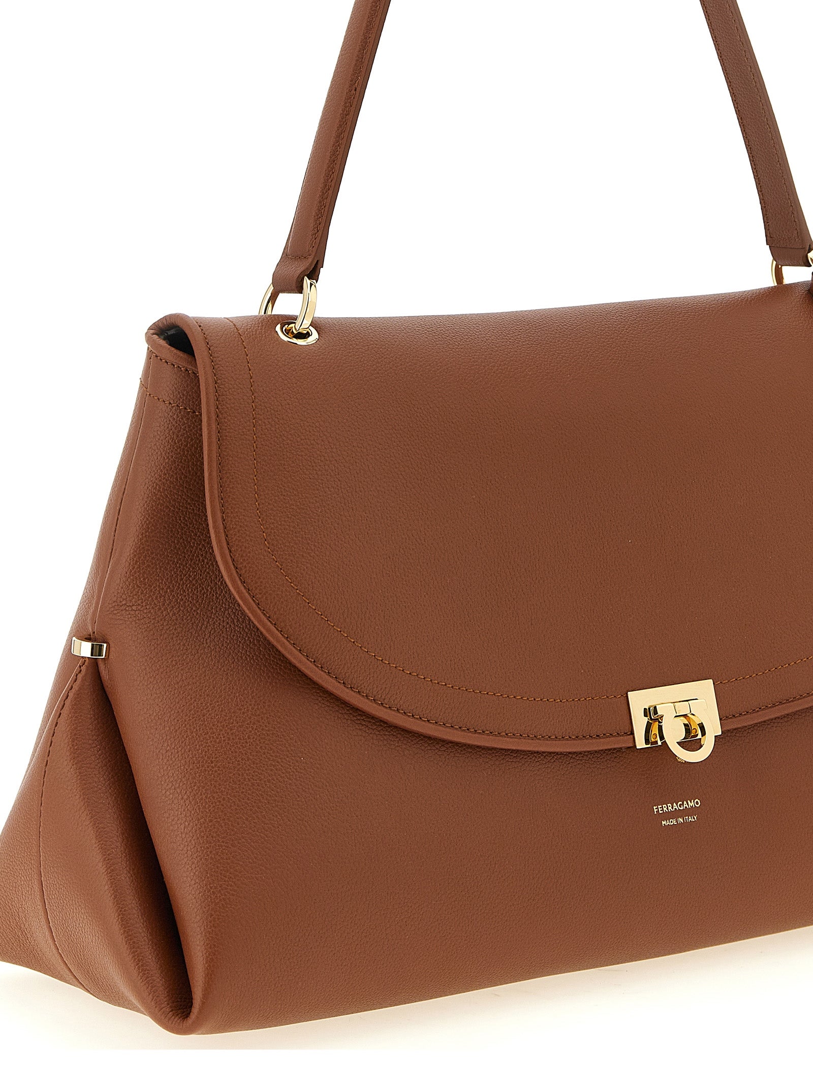 Ferragamo Cognac Brown Calfskin Shoulder Bag