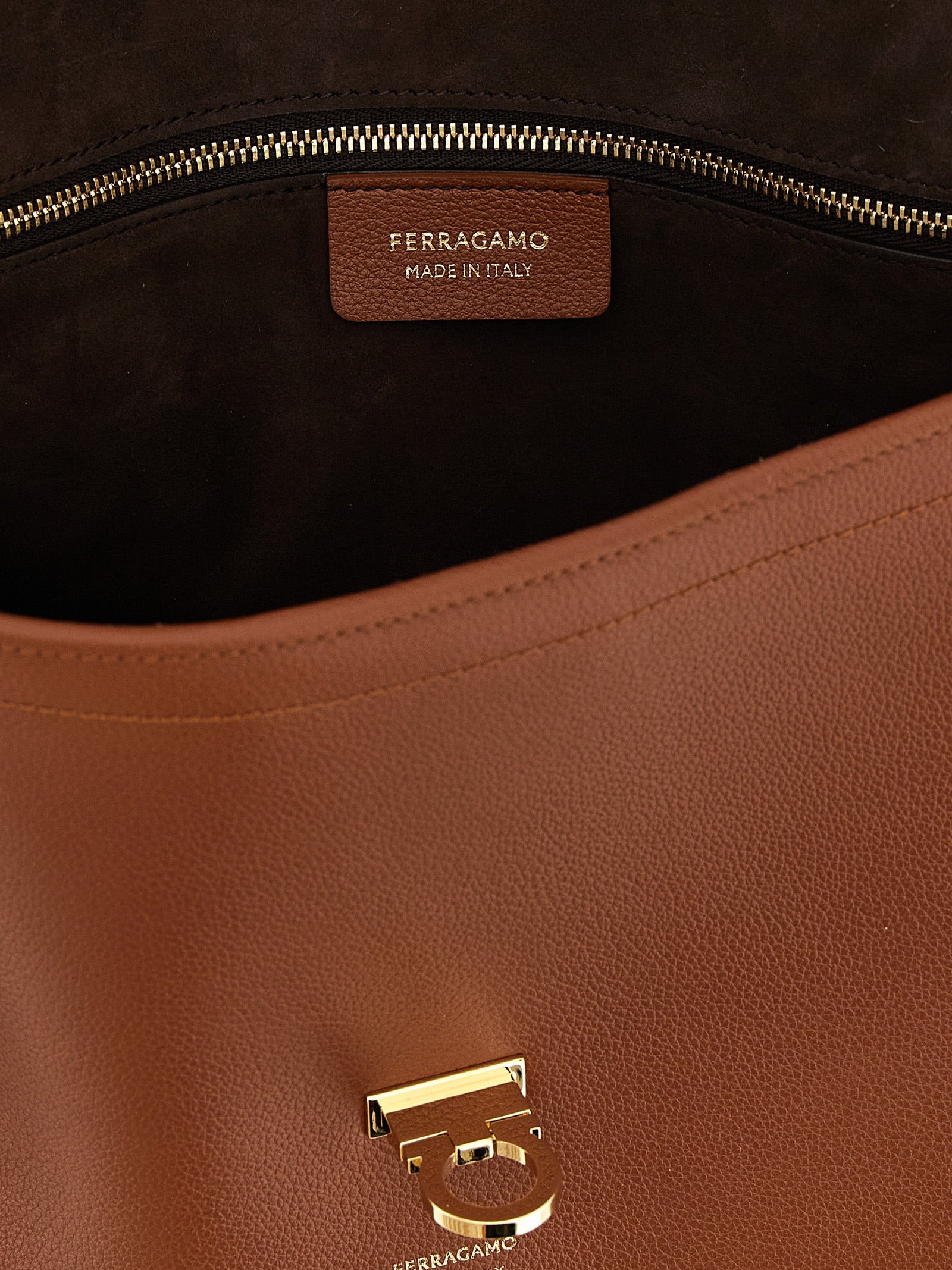 Ferragamo Cognac Brown Calfskin Shoulder Bag
