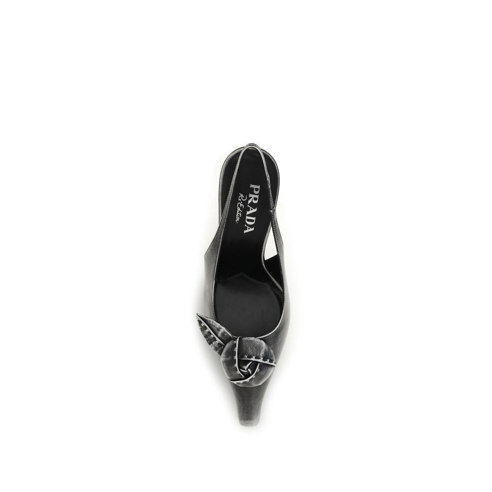Prada Gray Goatskin Slingback Pumps