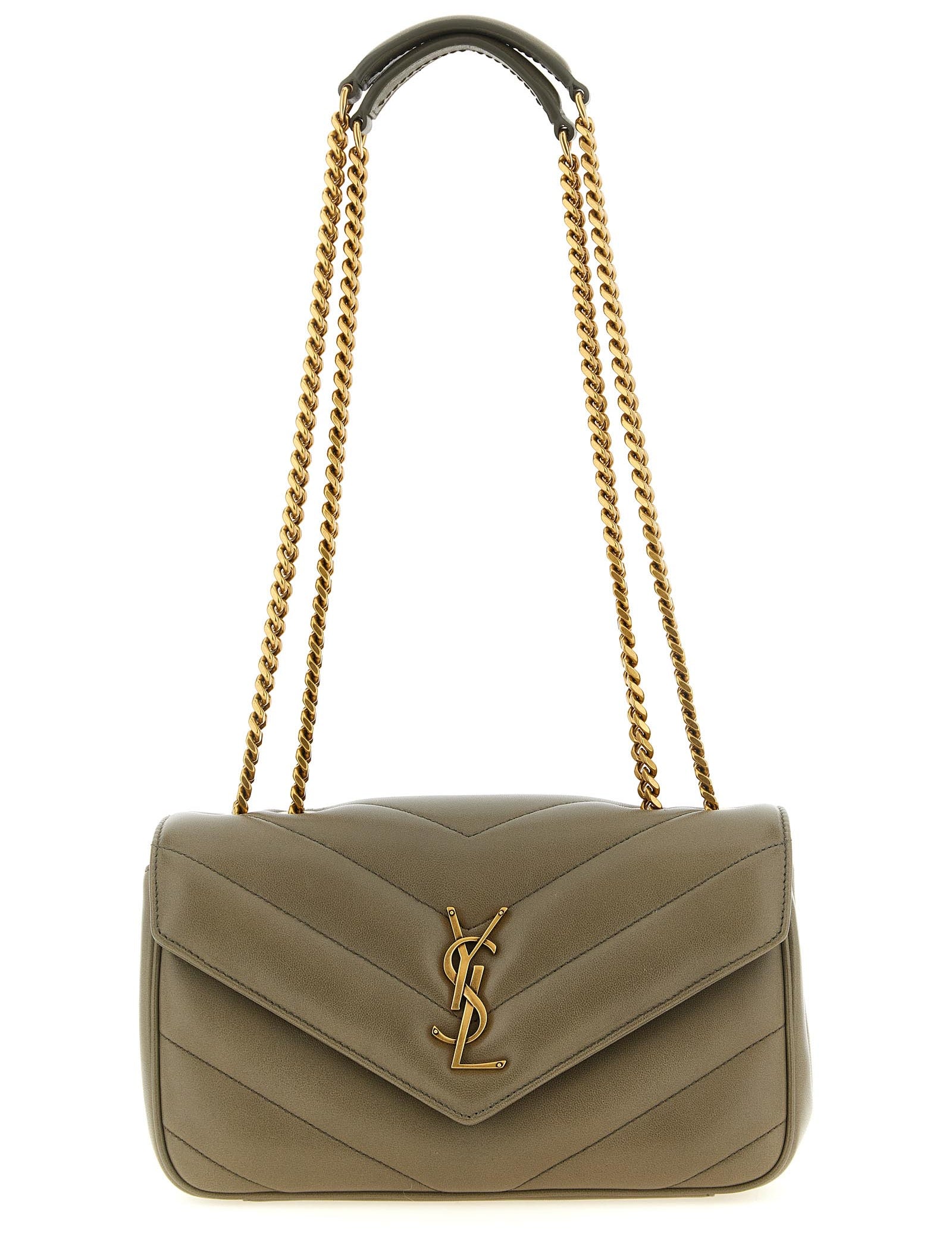 Saint Laurent Green Lamb Leather Shoulder Bag