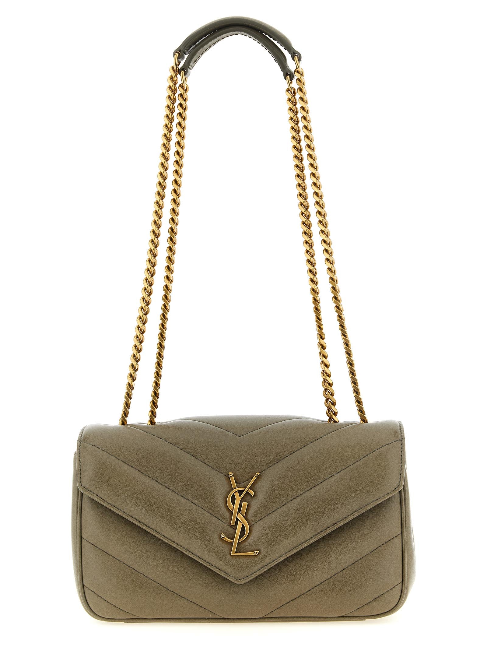 Saint Laurent Green Lamb Leather Shoulder Bag