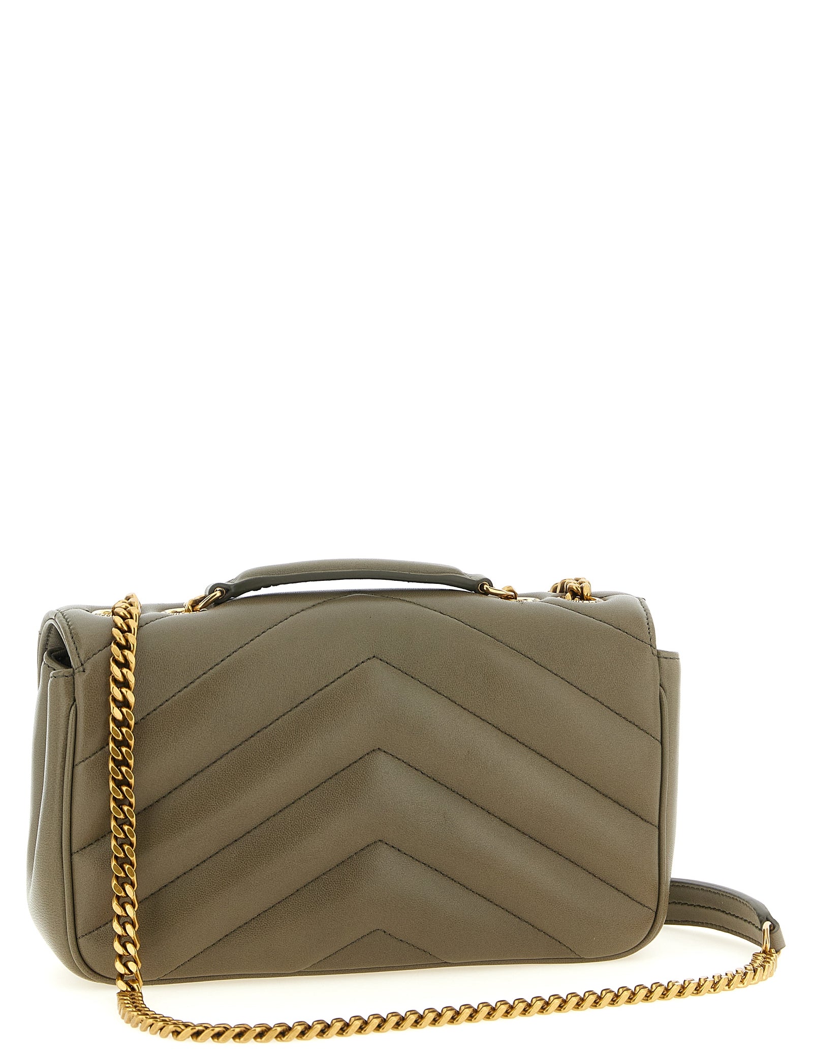 Saint Laurent Green Lamb Leather Shoulder Bag