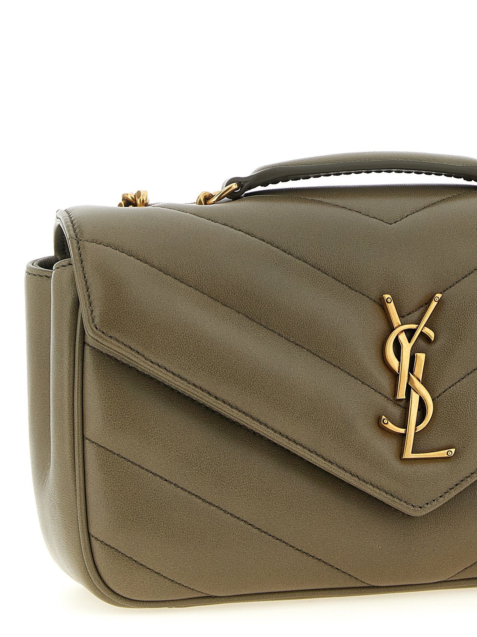 Saint Laurent Green Lamb Leather Shoulder Bag