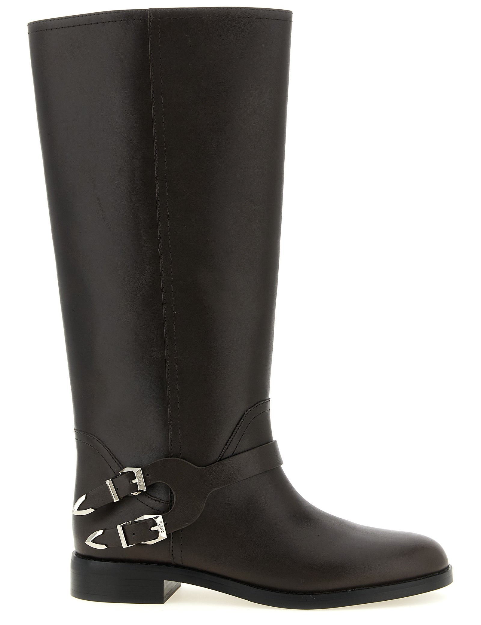 PINKO Black Cowhide Over The Knee Boots