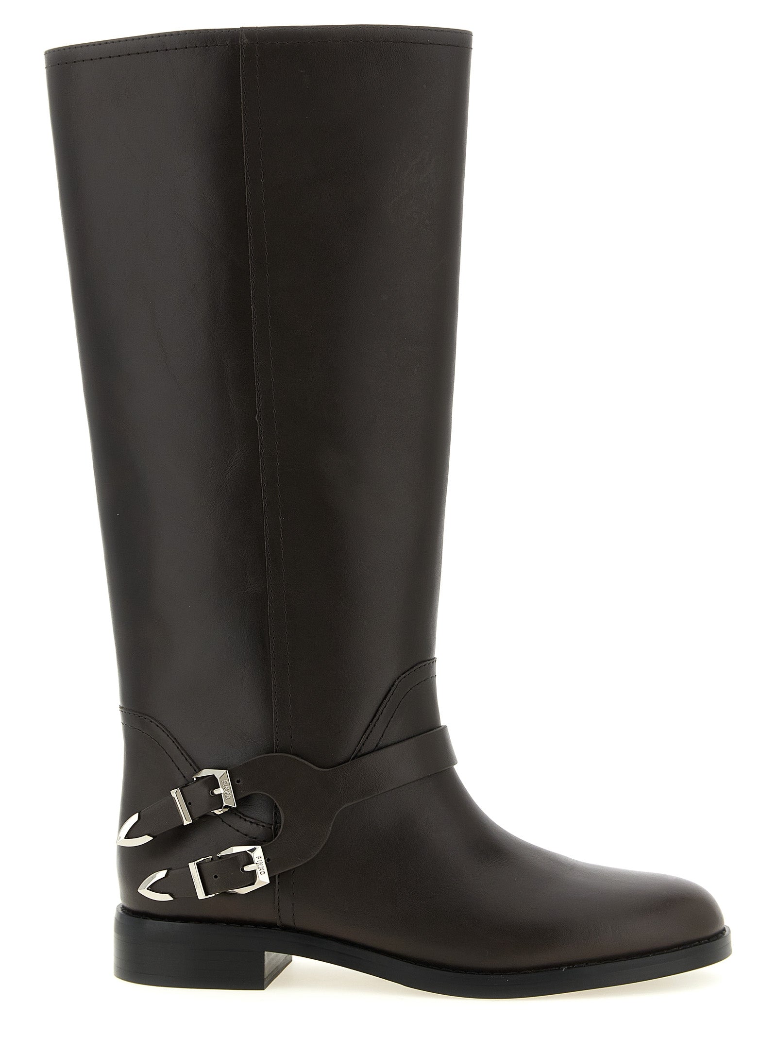 PINKO Black Cowhide Over The Knee Boots