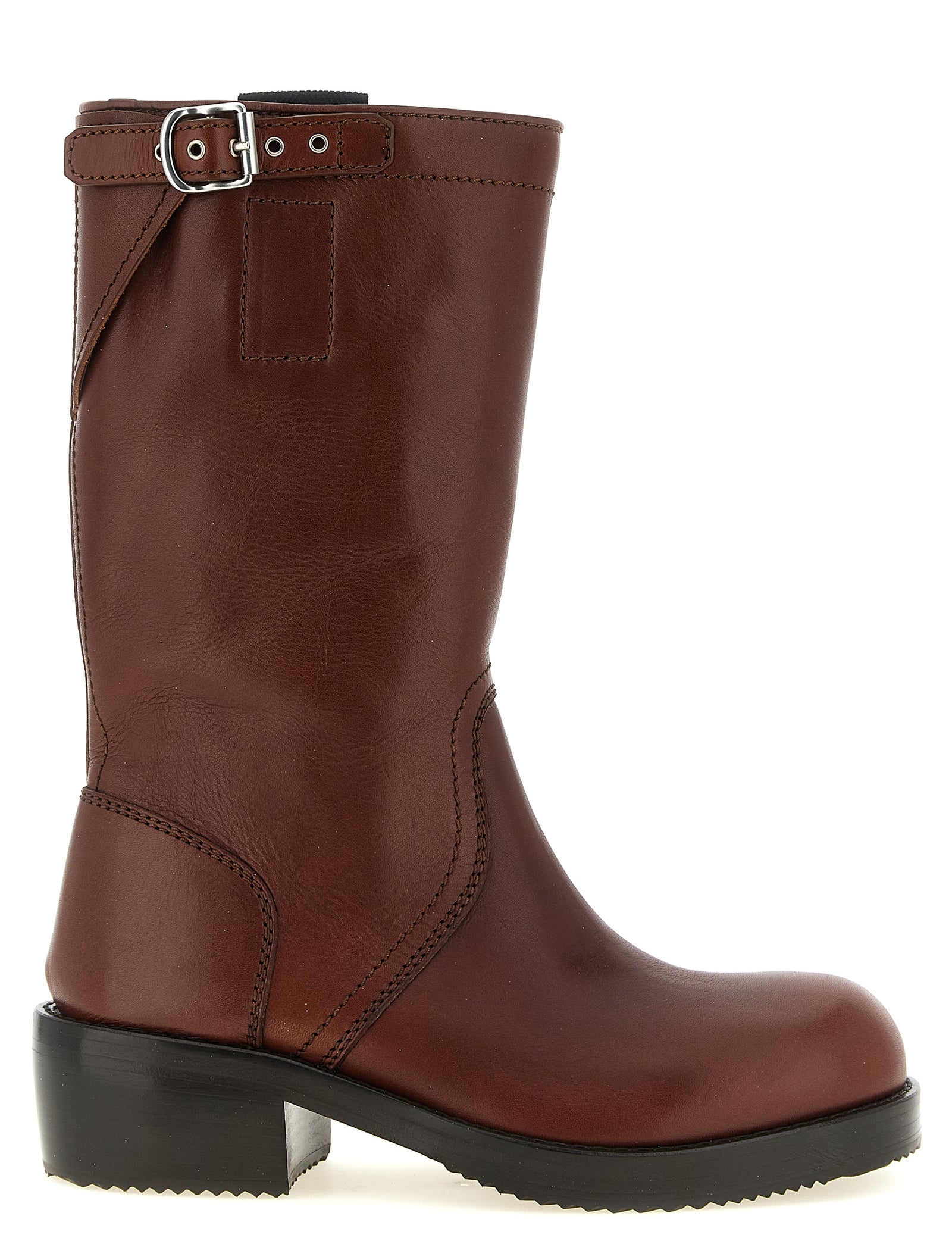 Dries Van Noten Brown Bovine Leather Ankle Boots