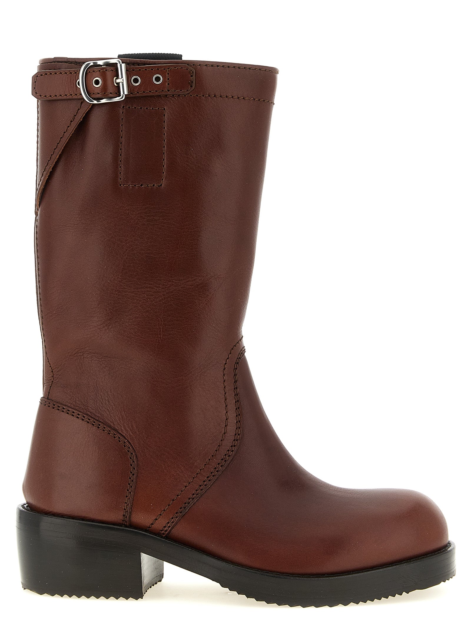 Dries Van Noten Brown Bovine Leather Ankle Boots