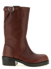 Dries Van Noten Brown Bovine Leather Ankle Boots