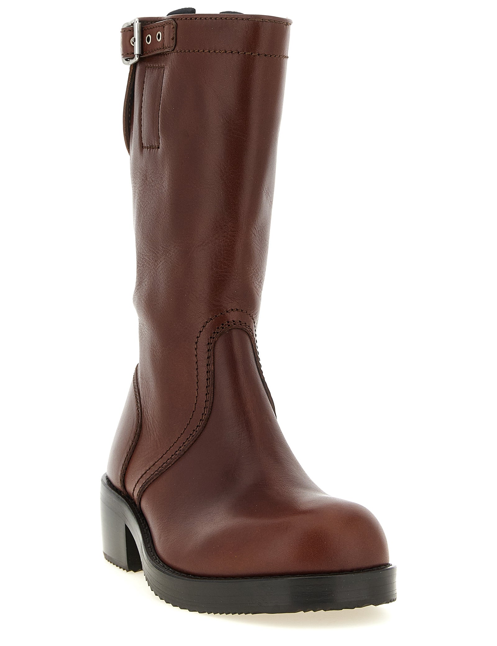 Dries Van Noten Brown Bovine Leather Ankle Boots