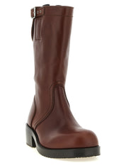 Dries Van Noten Brown Bovine Leather Ankle Boots