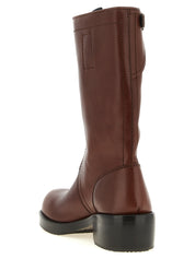 Dries Van Noten Brown Bovine Leather Ankle Boots