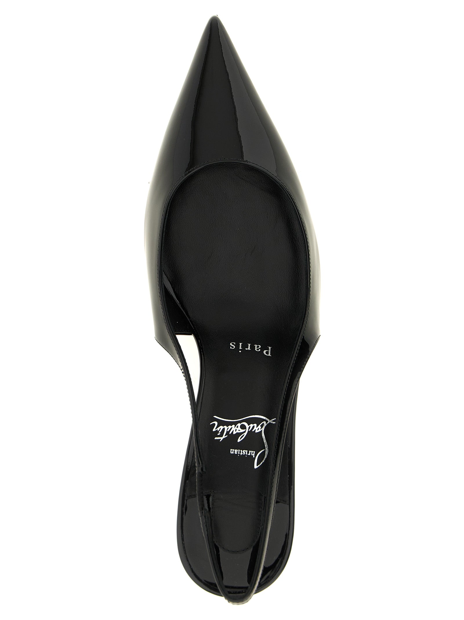 Christian Louboutin Black Calf Leather Slingback Pumps
