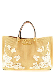 Valentino Garavani Beige Raffia Shopping Bag