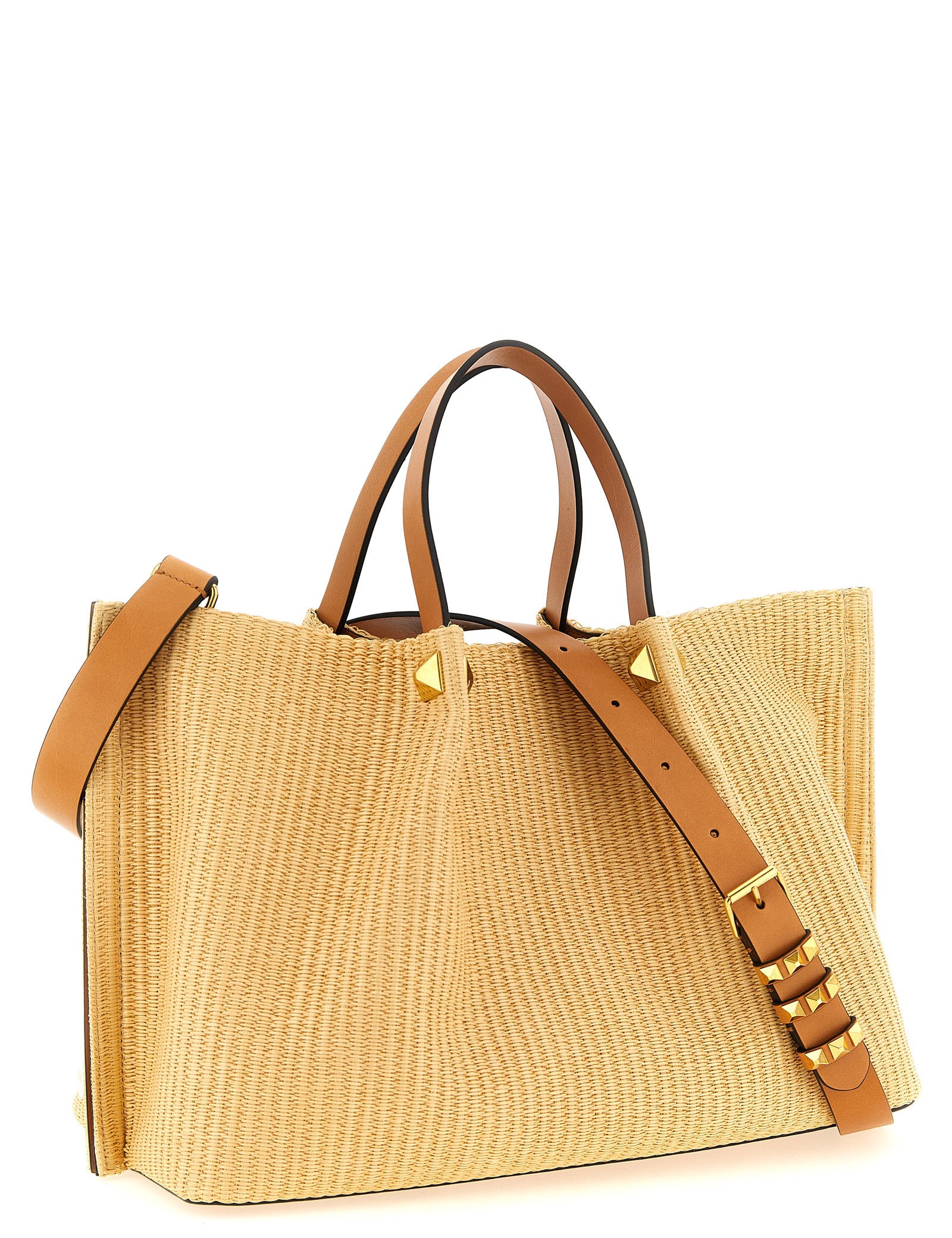 Valentino Garavani Beige Raffia Shopping Bag