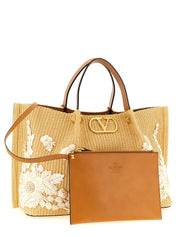 Valentino Garavani Beige Raffia Shopping Bag