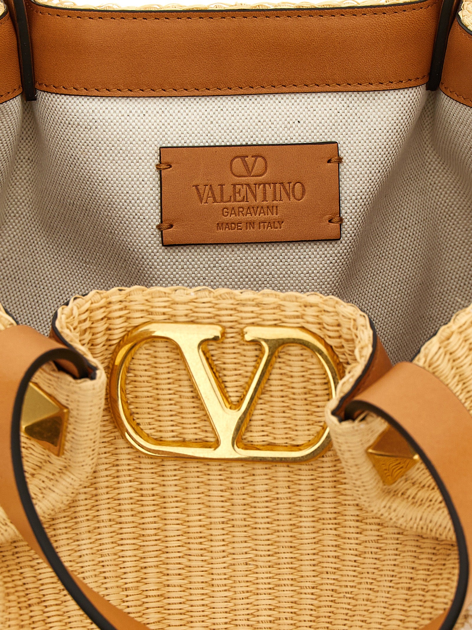 Valentino Garavani Beige Raffia Shopping Bag
