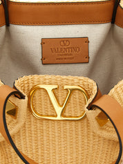 Valentino Garavani Beige Raffia Shopping Bag