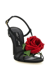 Dolce & Gabbana Black Viscose Stiletto Heel Sandals