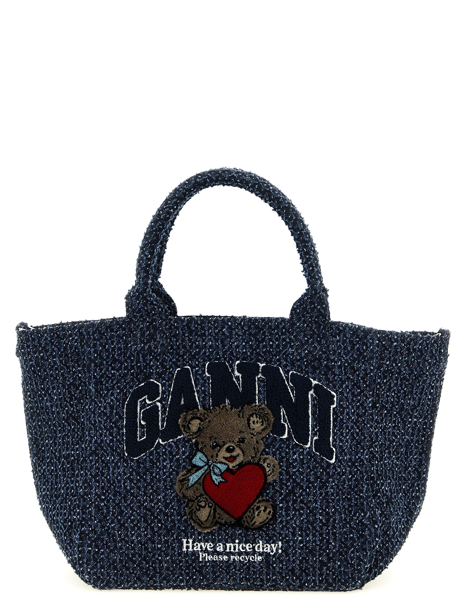 Ganni Blue Organic Cotton Tote Bag