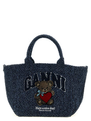 Ganni Blue Organic Cotton Tote Bag