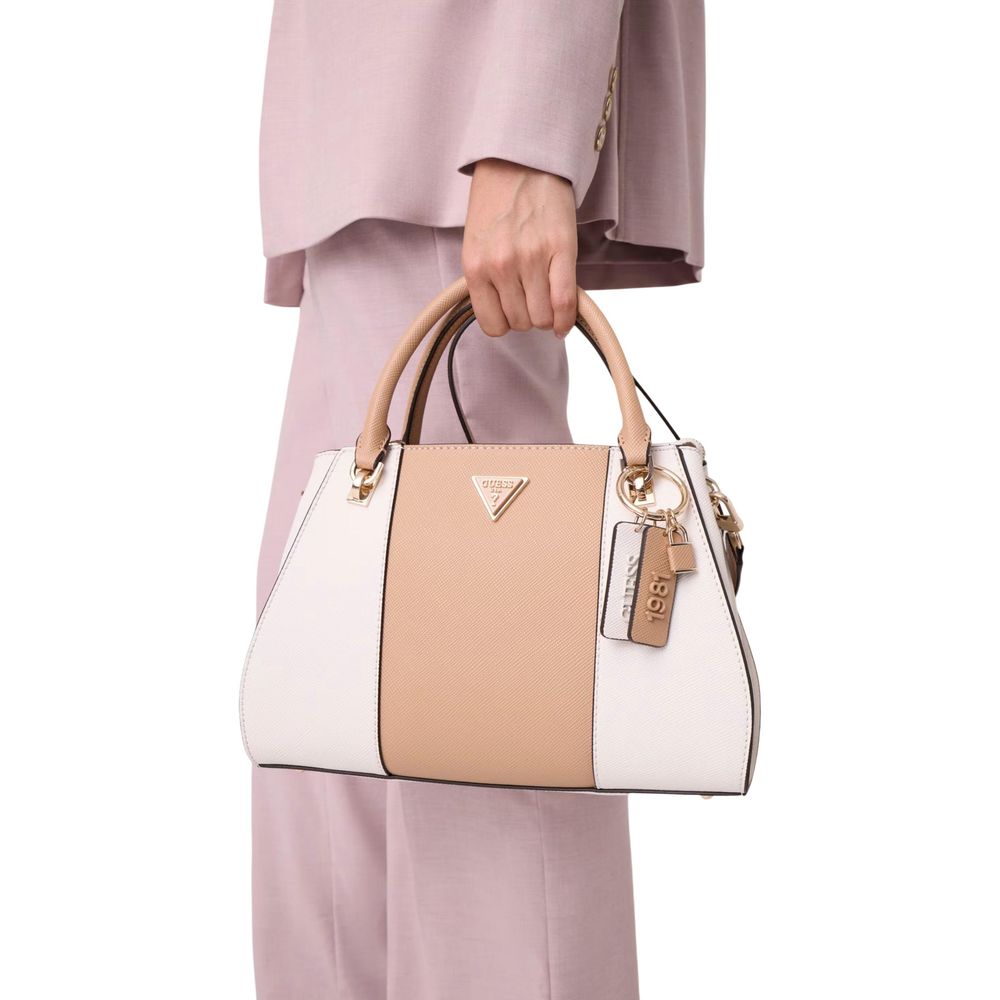 Guess Beige Polyurethane Satchel