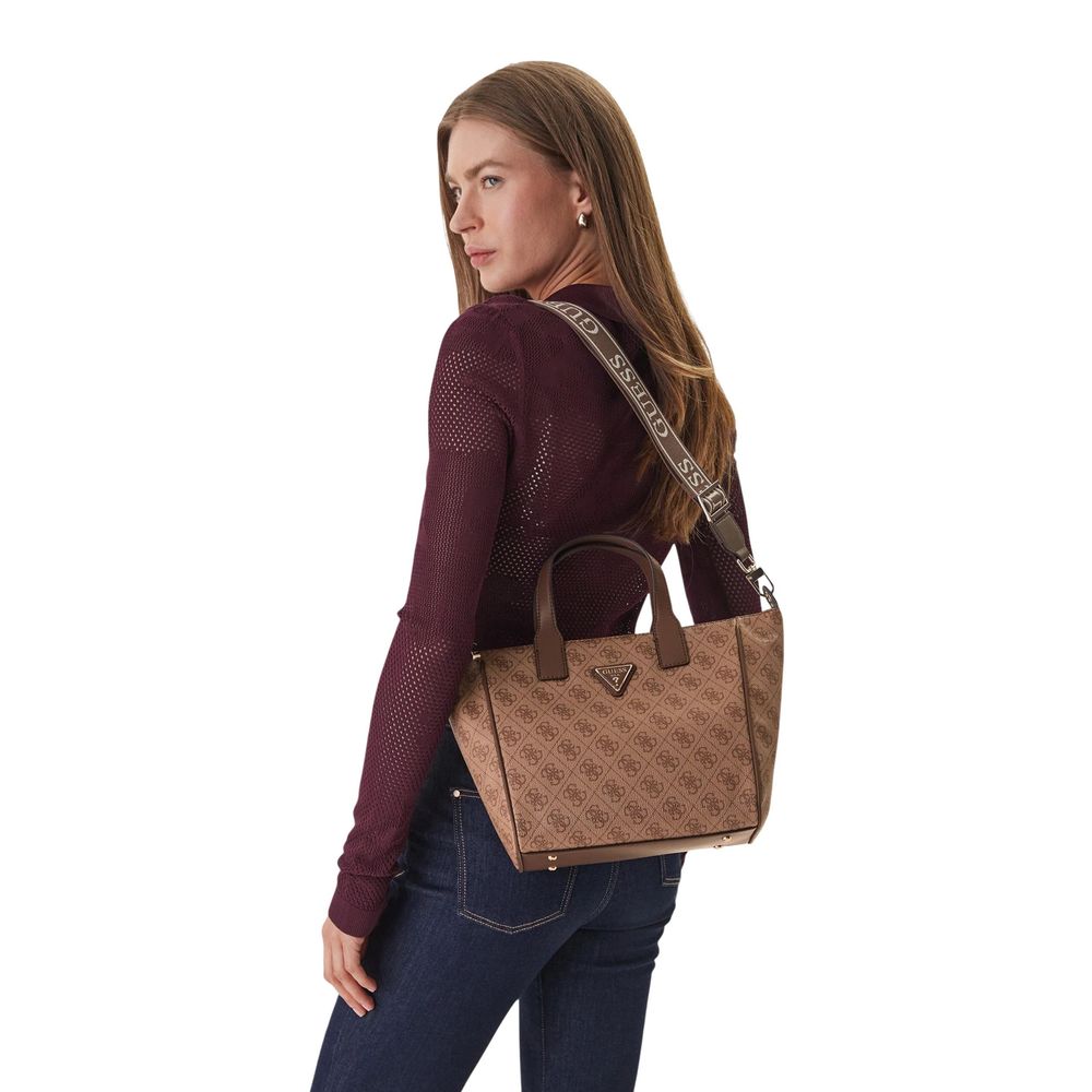 Guess White Polyurethane Tote