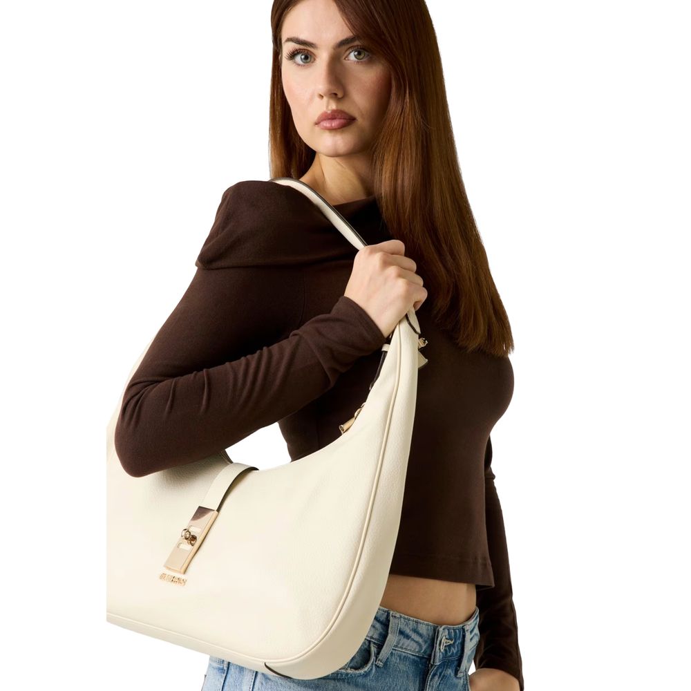 Guess Cream Polyurethane Hobo Bag
