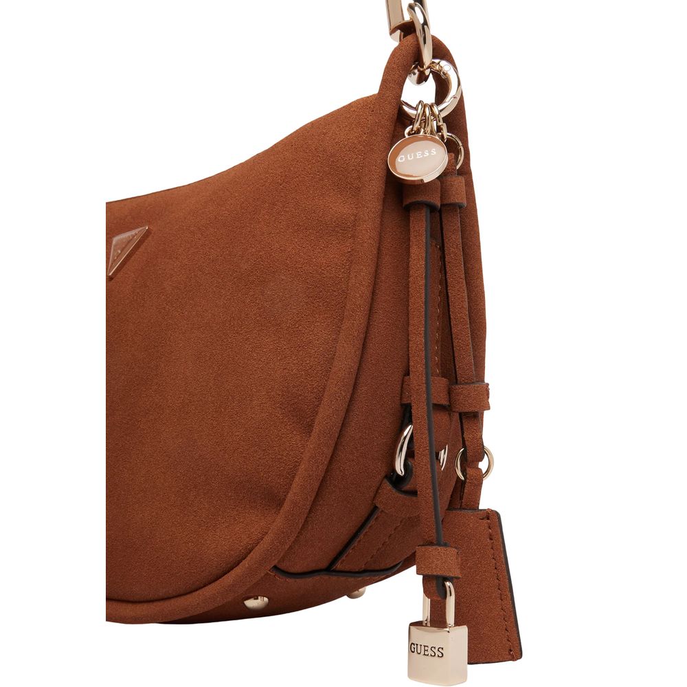 Guess Brown Suede Hobo Shoulder Bag
