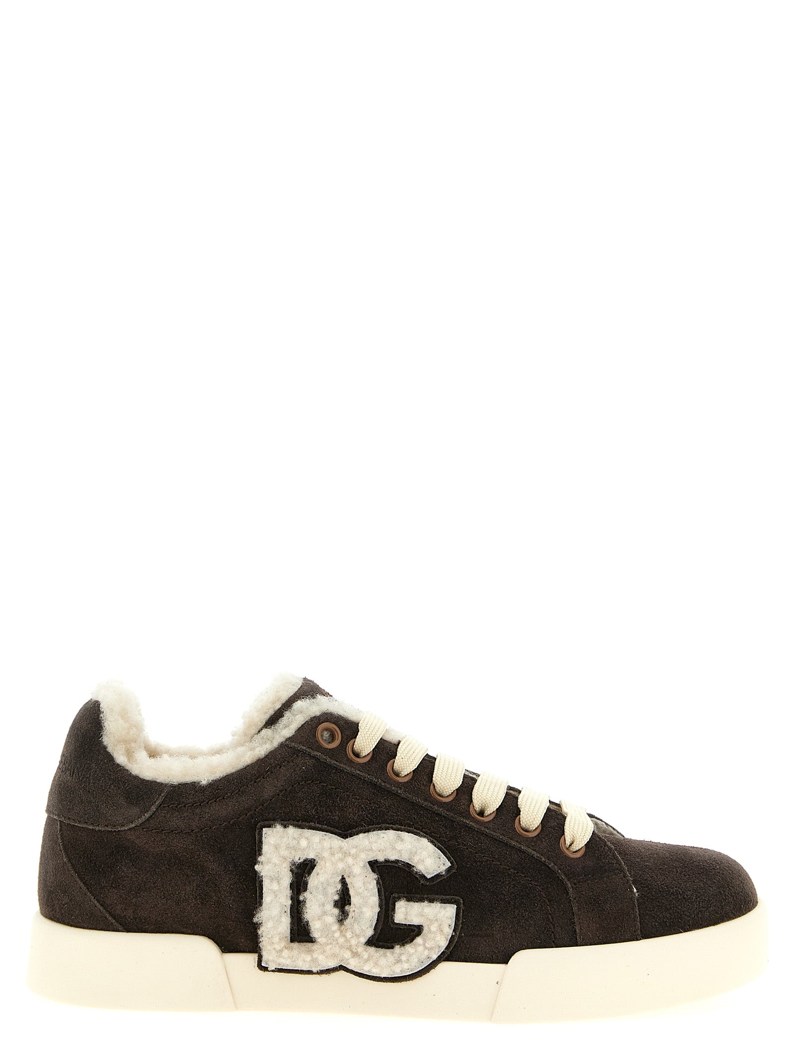 Dolce & Gabbana Brown Calfskin Low-Top Sneakers