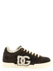 Dolce & Gabbana Brown Calfskin Low-Top Sneakers