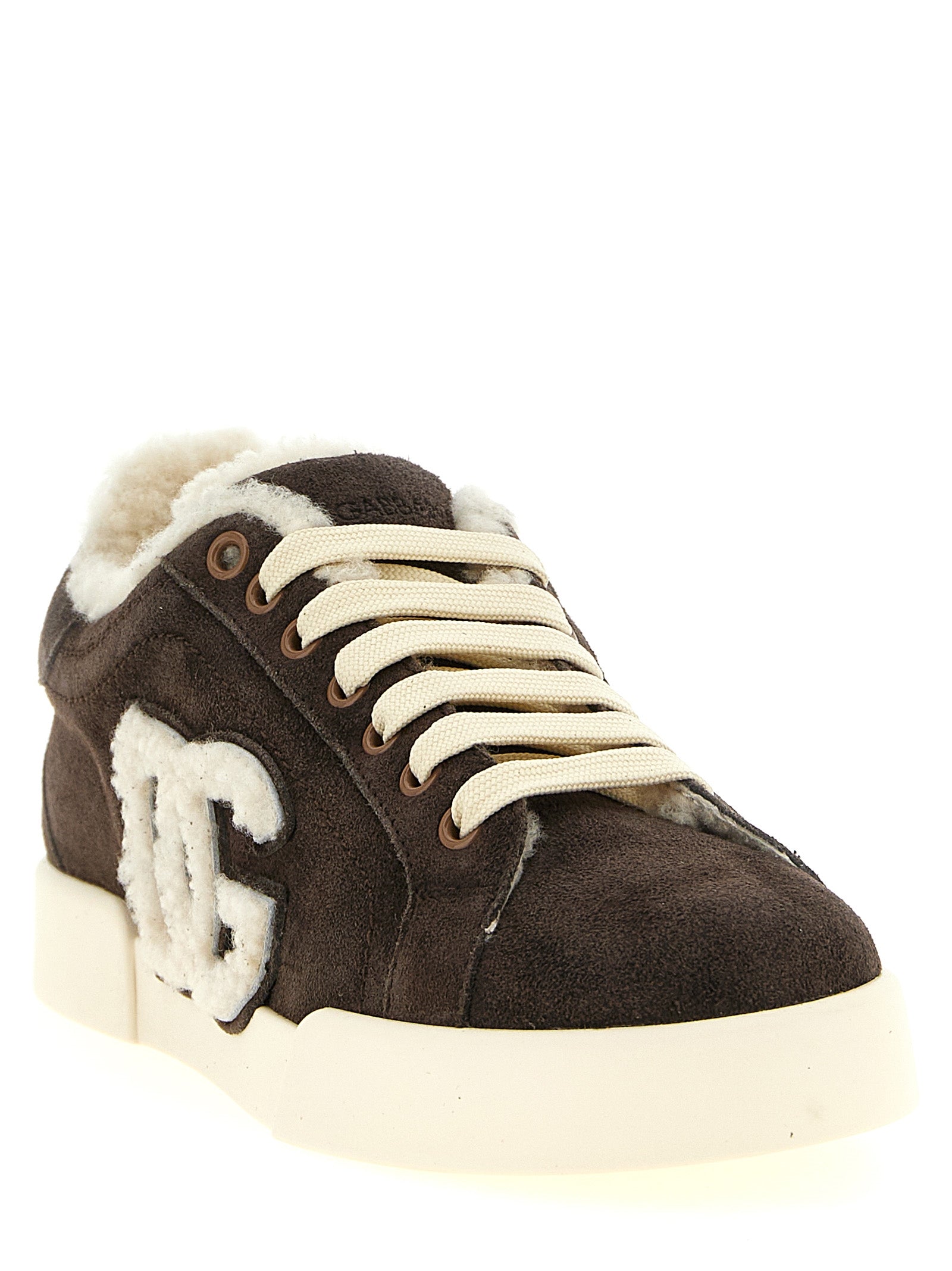 Dolce & Gabbana Brown Calfskin Low-Top Sneakers