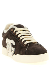 Dolce & Gabbana Brown Calfskin Low-Top Sneakers