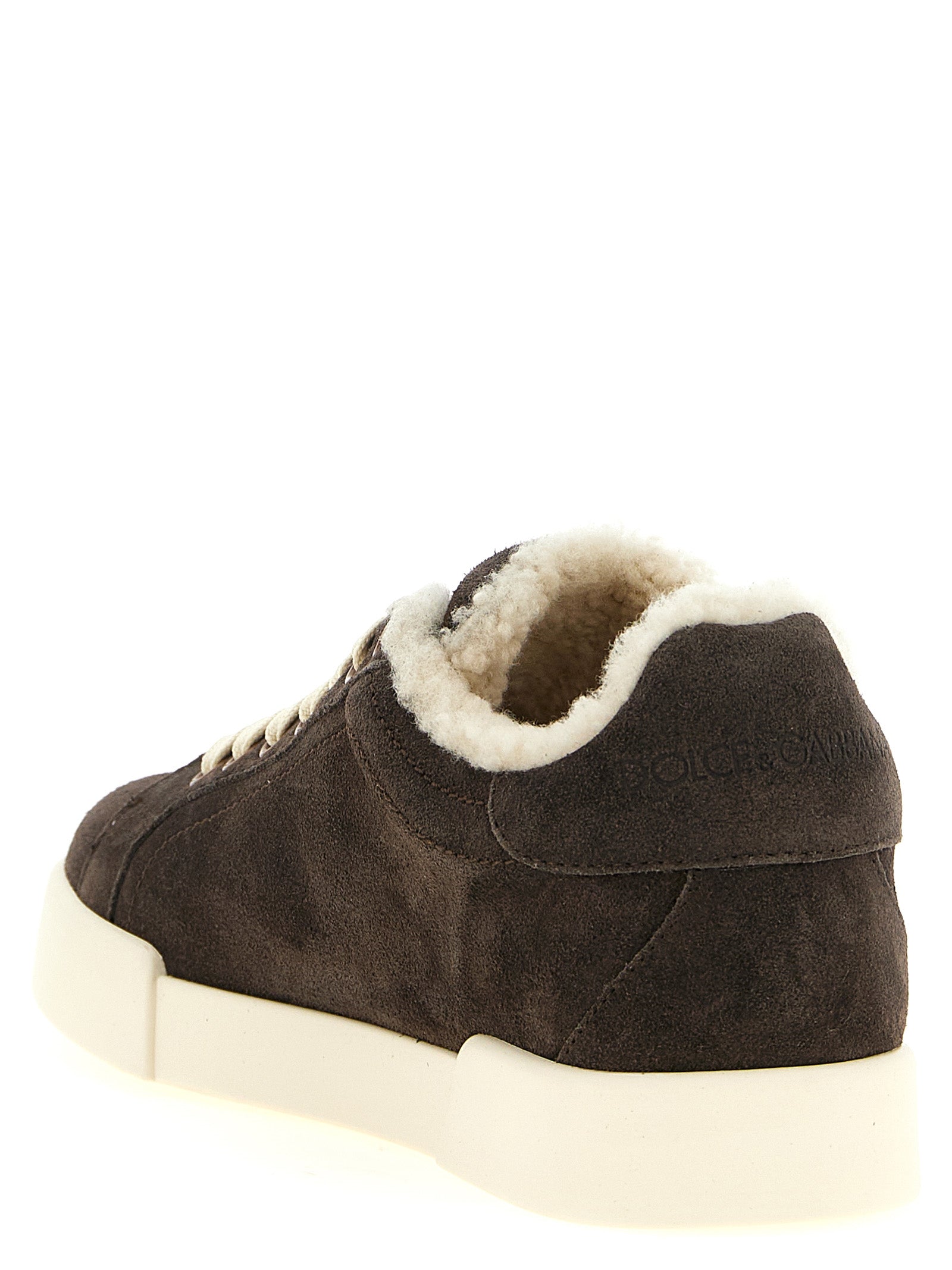 Dolce & Gabbana Brown Calfskin Low-Top Sneakers