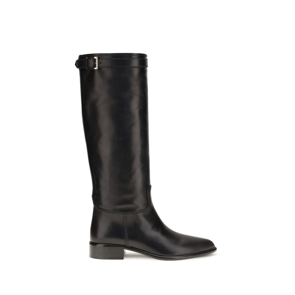 Prada Black Calf Leather Ankle Boots