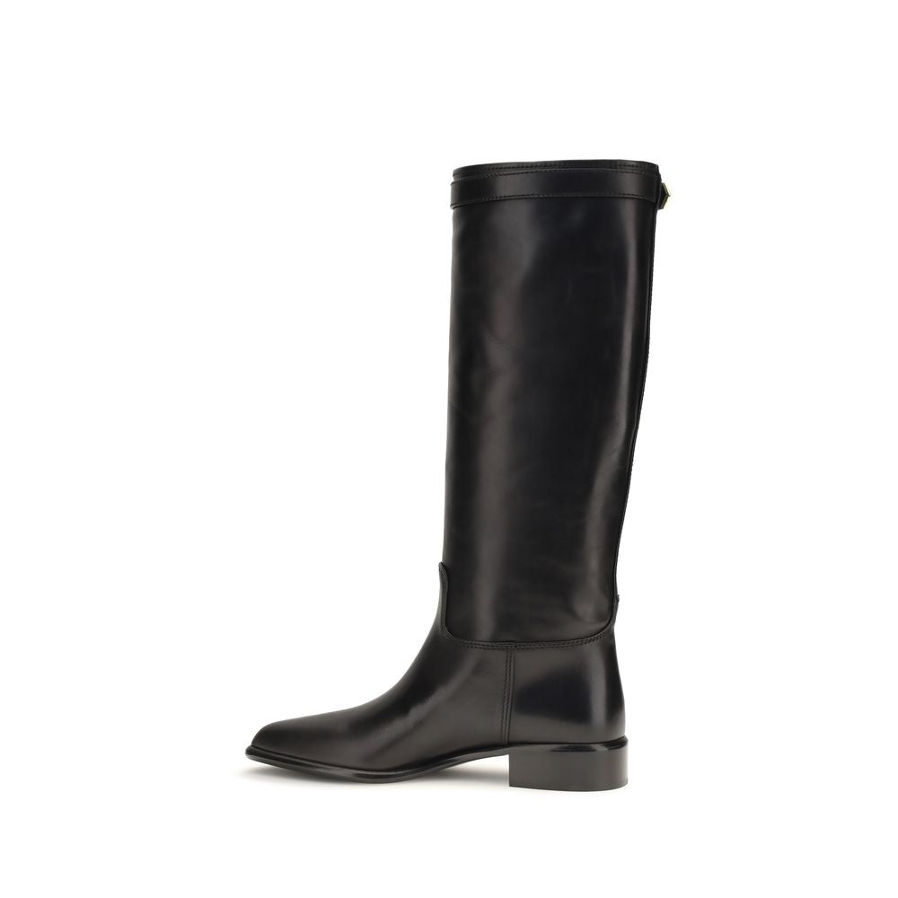 Prada Black Calf Leather Ankle Boots