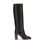 Prada Black Calf Leather High Heel Boots
