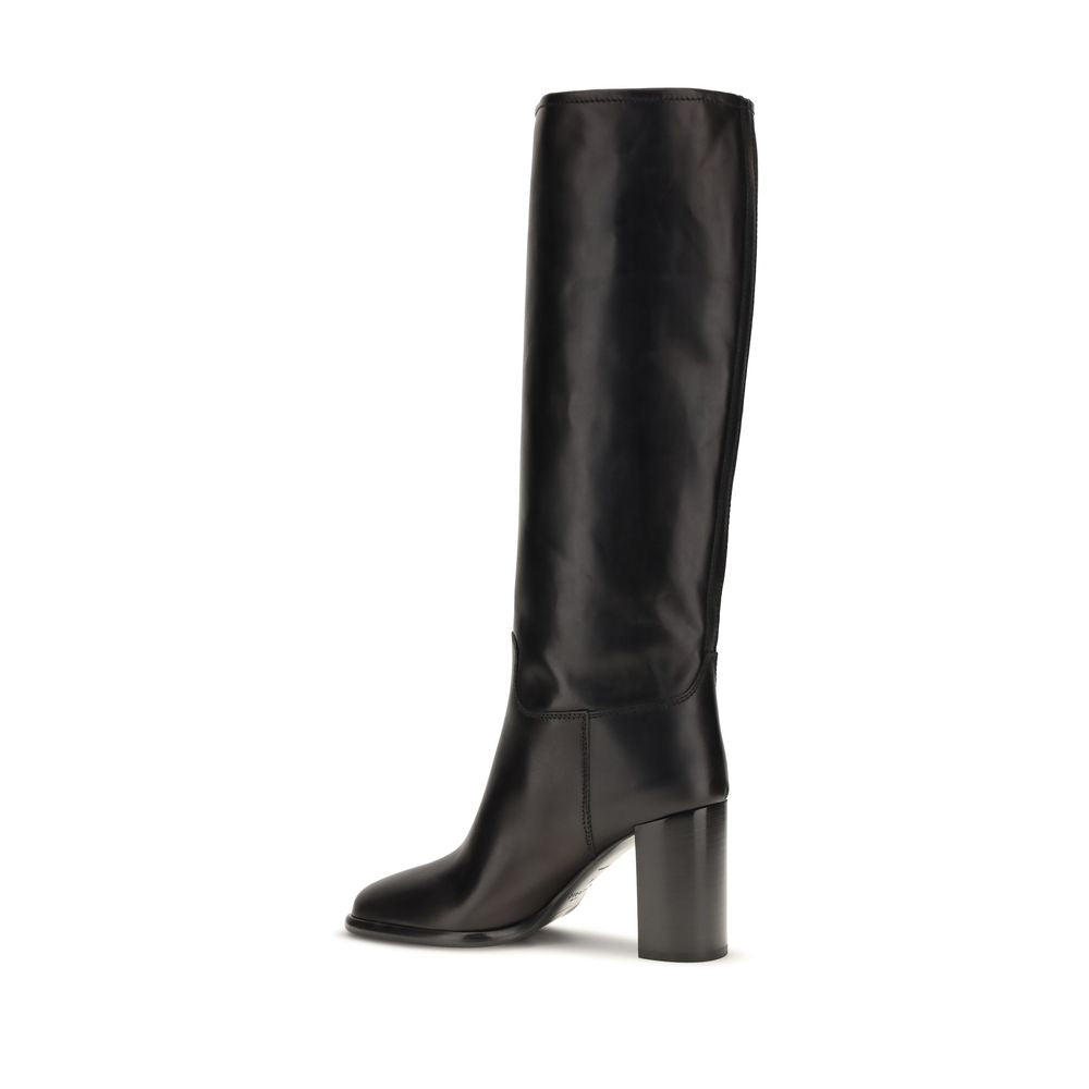 Prada Black Calf Leather High Heel Boots