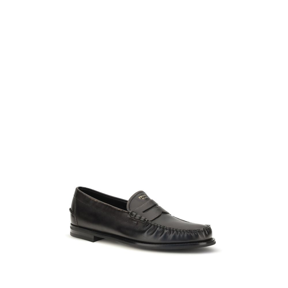 Prada Black Calf Leather Loafers