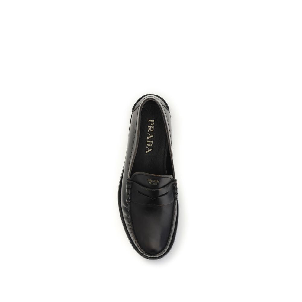 Prada Black Calf Leather Loafers