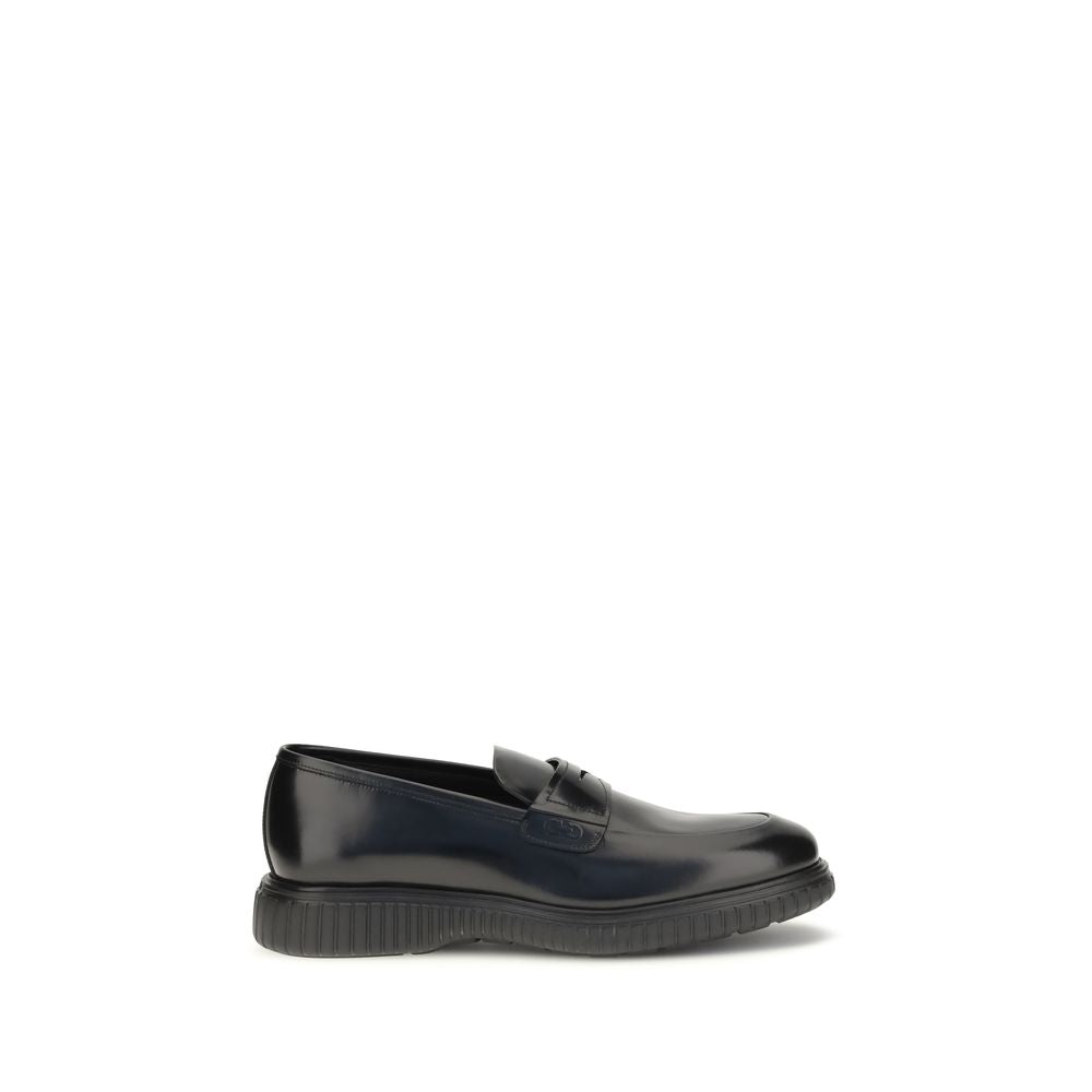 Ferragamo Black Calf Leather Loafers