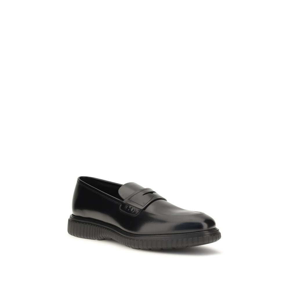 Ferragamo Black Calf Leather Loafers