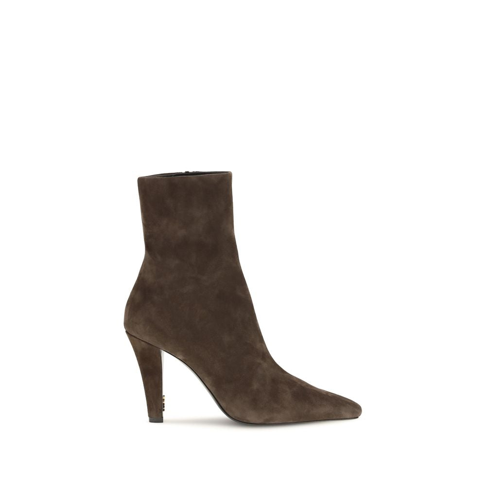 Saint Laurent Brown Calf Leather Ankle Boots