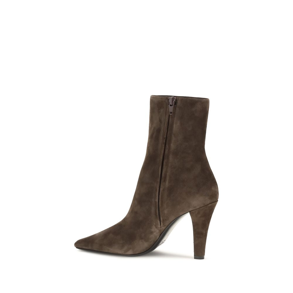 Saint Laurent Brown Calf Leather Ankle Boots