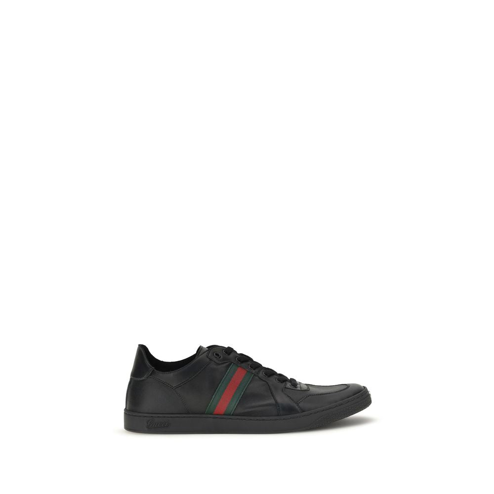 Gucci Black Calf Leather Low Top Sneakers