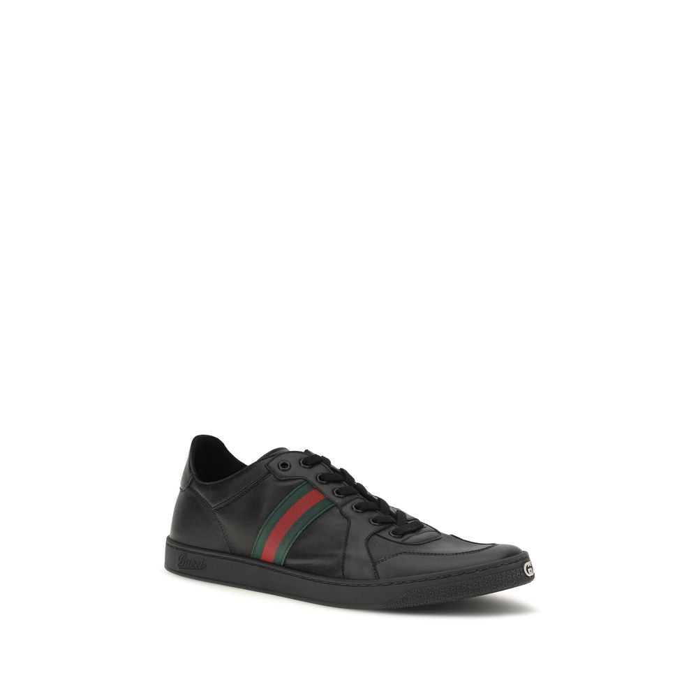 Gucci Black Calf Leather Low Top Sneakers