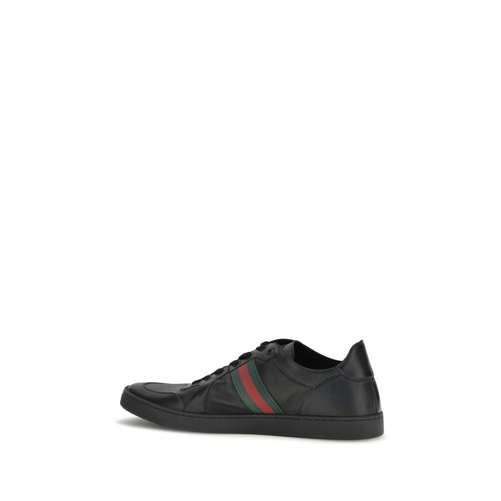 Gucci Black Calf Leather Low Top Sneakers