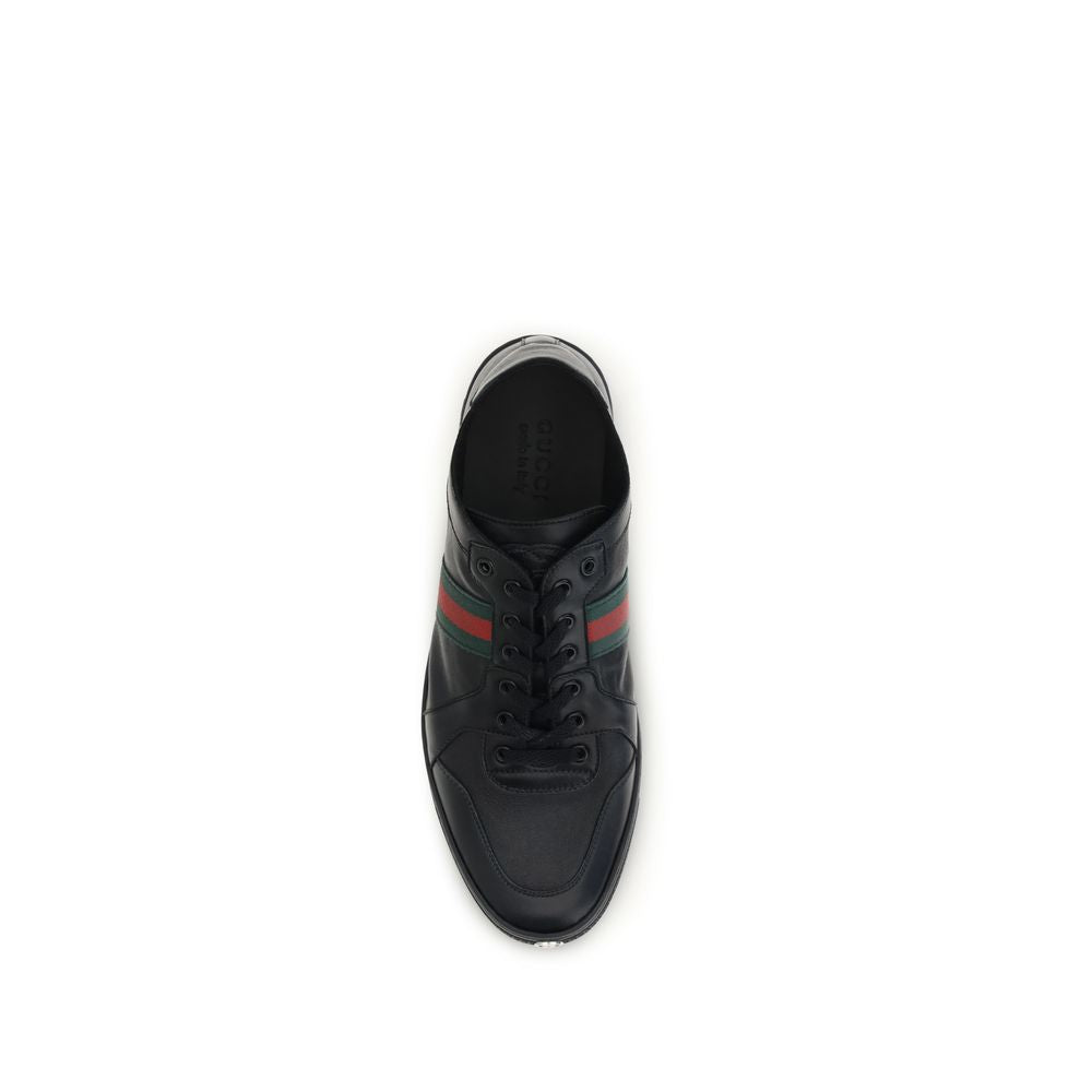 Gucci Black Calf Leather Low Top Sneakers