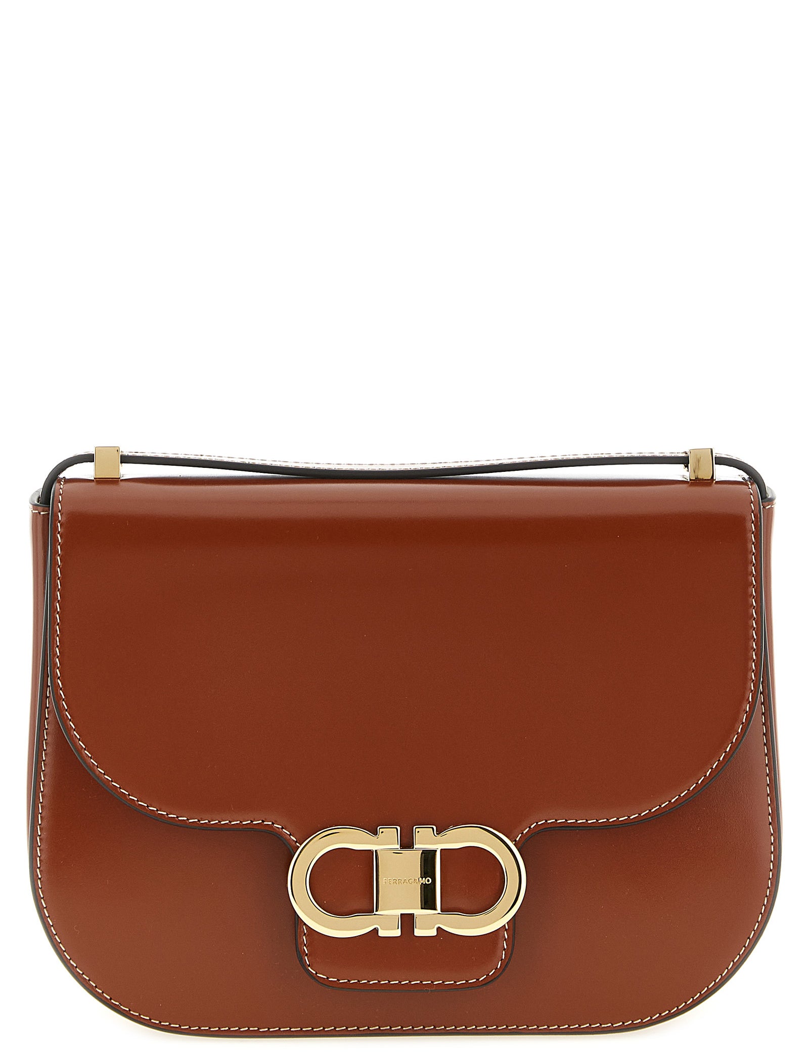 Ferragamo Brown Calfskin Crossbody Bag