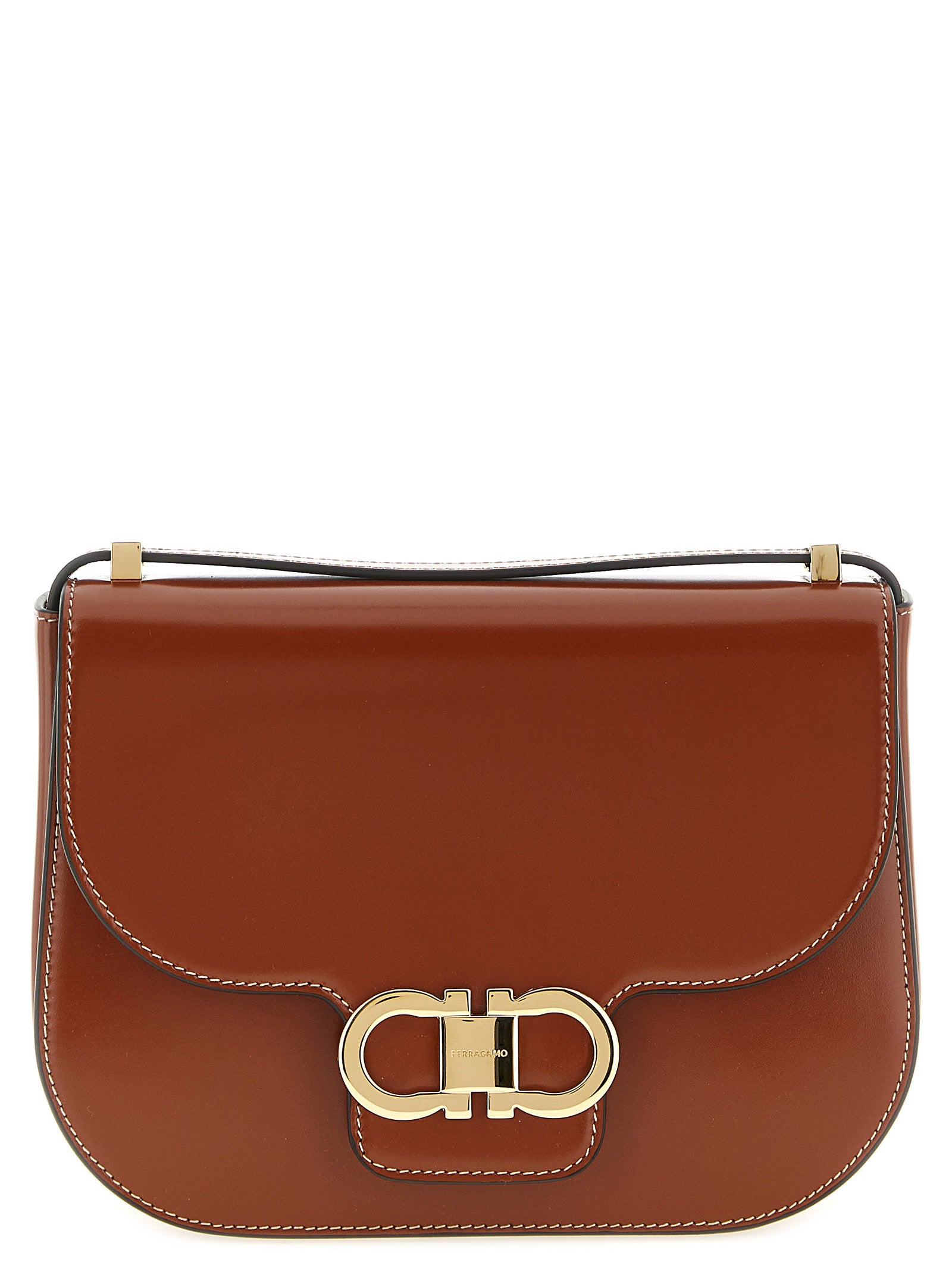 Ferragamo Brown Calfskin Crossbody Bag